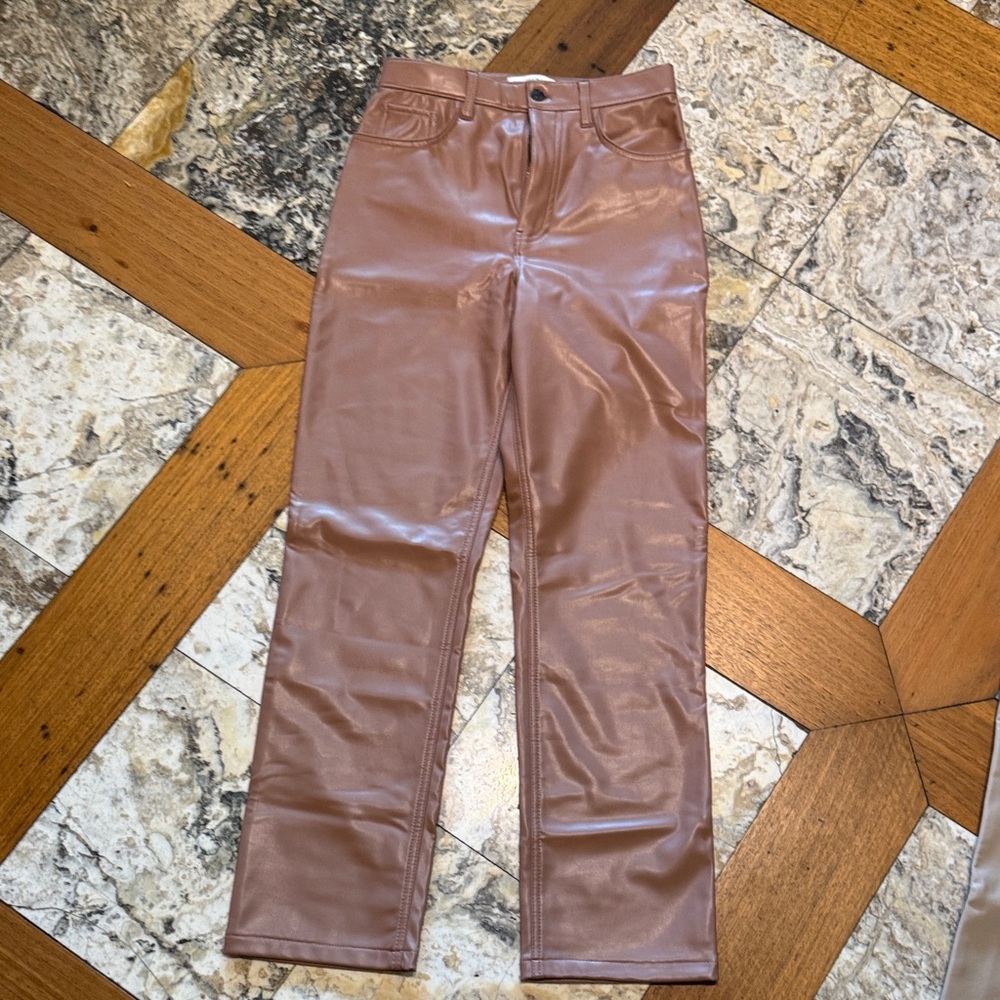 Abercrombie & Fitch Tan Faux Leather Pants